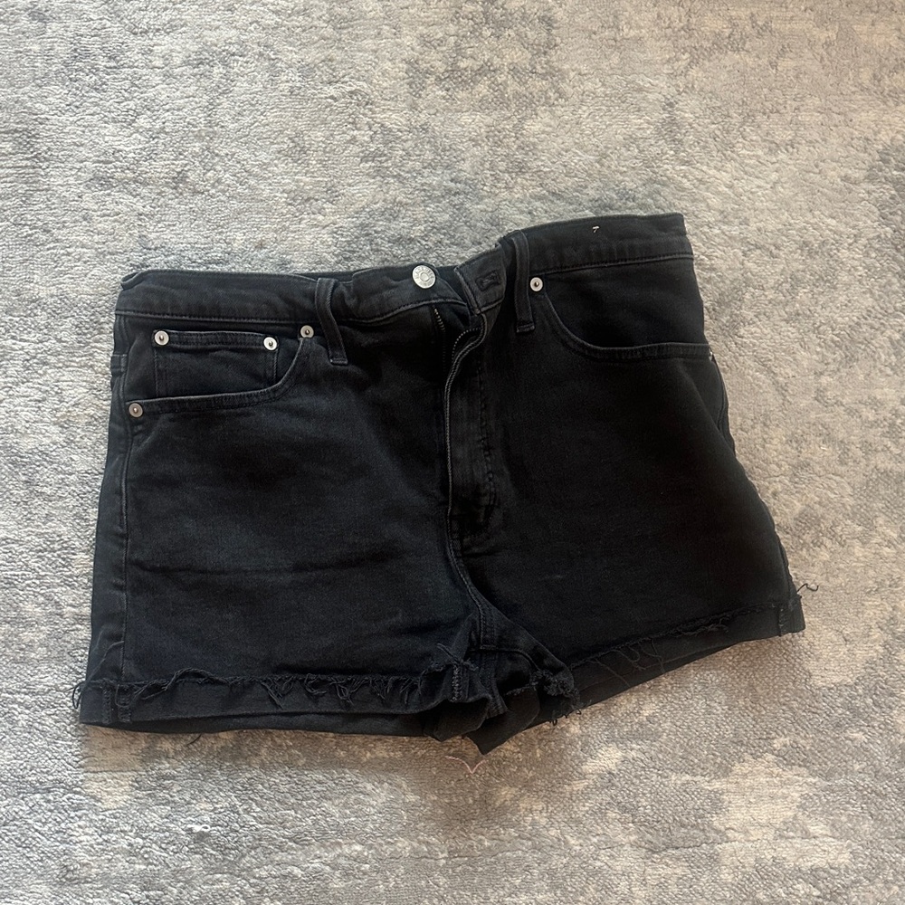 Madewell Black High-Rise Raw Hem Jean Shorts